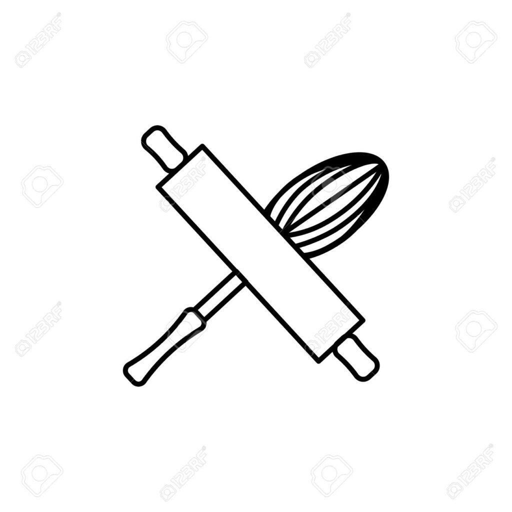 Logo représentant un fouet et un rouleau à pâtisserie croisés, symbolisant la pâtisserie artisanale