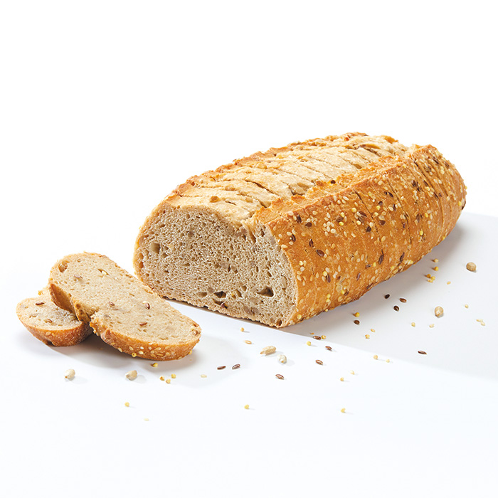 Pain aux céréales multigrains avec graines de tournesol, sésame et pavot, au goût légèrement sucré